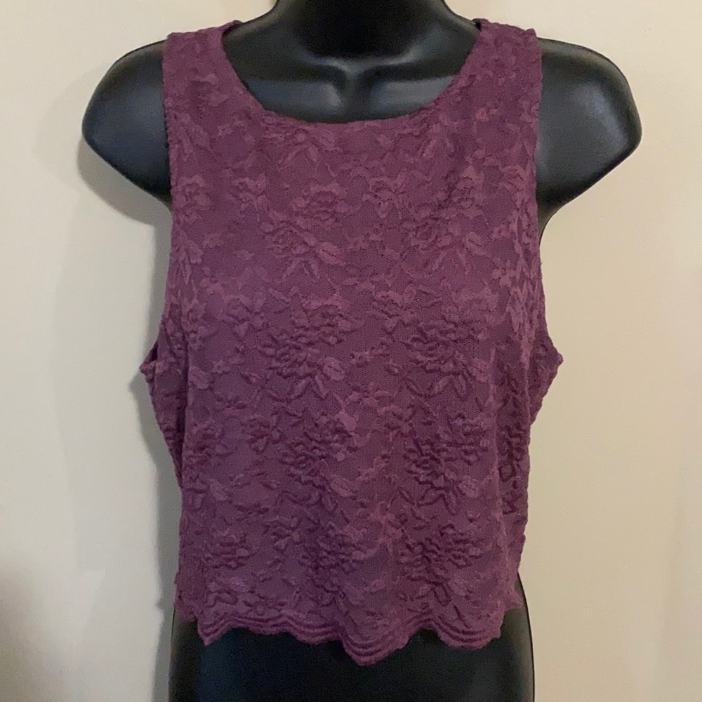Free People Burgundy Lace Crop Top Size M